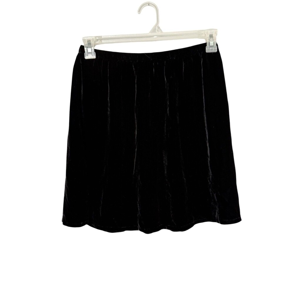 Eddie Bauer Black Silk Rayon Velvet A Line Skirt Petite Medium